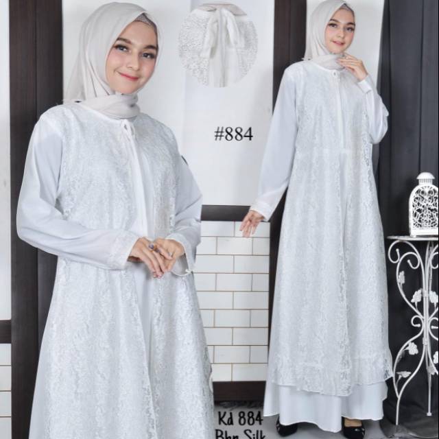 Busana Muslim / Baju Muslim Wanita / Baju Gamis Putih ( Broken White )  Bahan katun silk #884