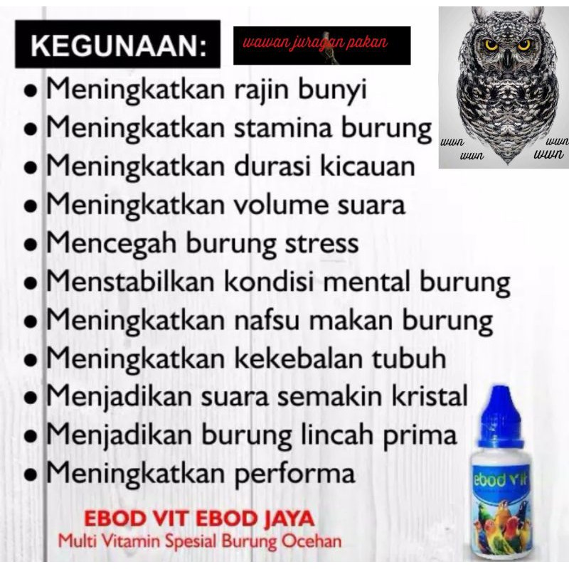 Ebod vit, vitamin burung, obat gacor