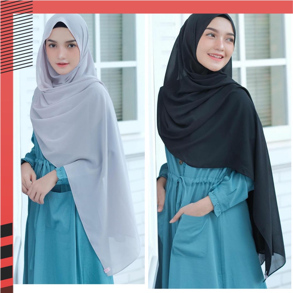 Jilbab / Hijab Pashmina 200 x 75 SABYAN DIAMOND Italiano Stretch Panjang - Kerudung pasmina polos Ju
