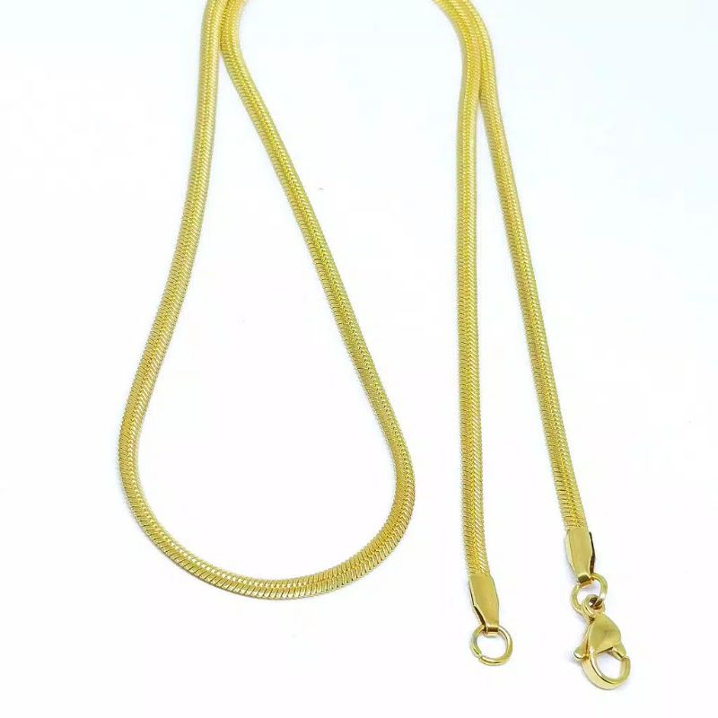 Kalung titanium gold pipih 45cm bukan titanium Abal abal