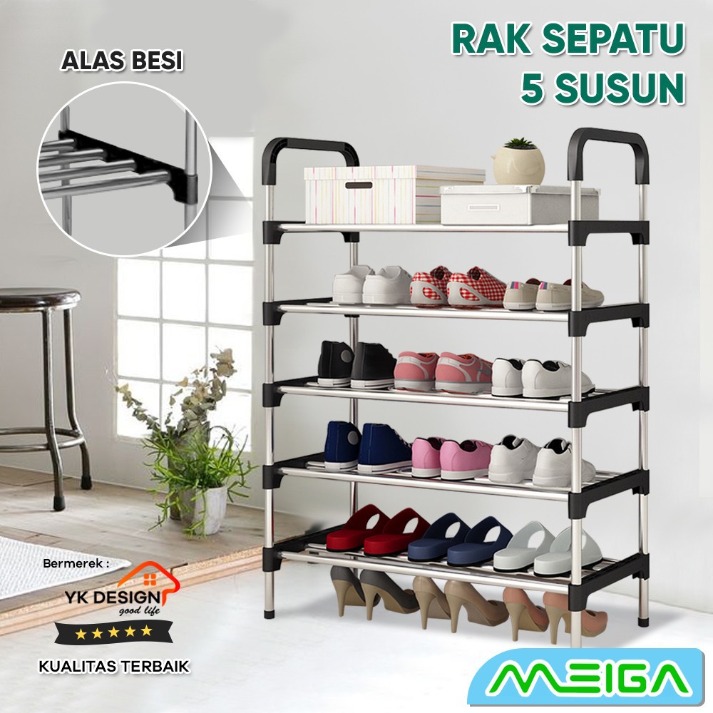 Rak Sepatu Portable 5 Tingkat Tempat Sepatu Sandal 5 Susun Serbaguna BERMEREK YK-216