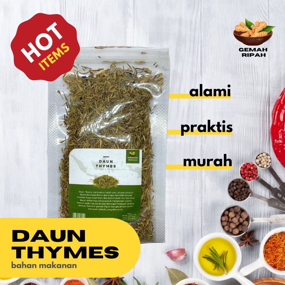 

Daun Thyme Kering Dried Leaves Bumbu Dapur Bahan Makanan Organik Penyedap Rasa Non msg Rempah Murni