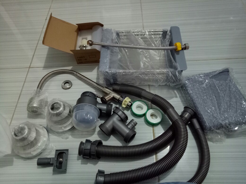 Bak Cuci Piring 2lubang Tebal Stainless 304 Thsink 82cm Paket Komplit Promo