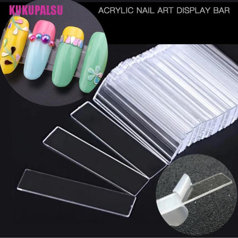 (Full) 48pcs / Set Stand Display Kuku Palsu Bentuk Persegi Panjang Transparan Untuk Latihan Nail Art