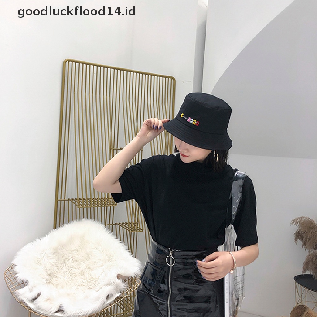 [OOID] Fashion Women Men Unisex Breathable embroidery Cotton Bucket Hat Sun Cap  ID