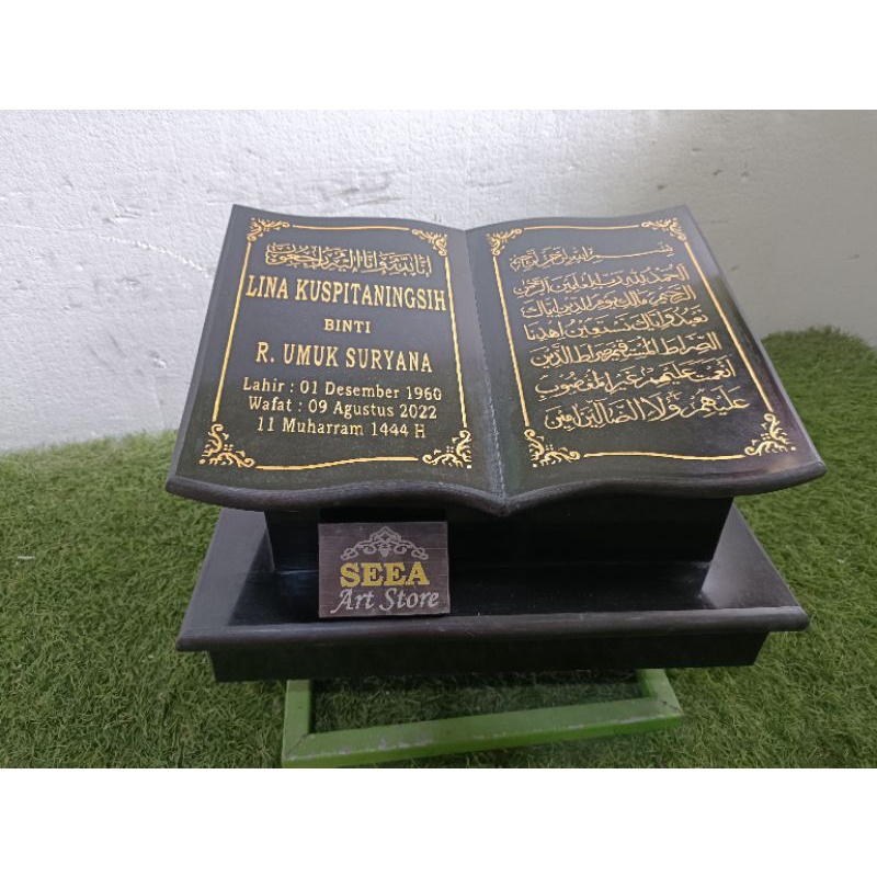 BATU NISAN MAKAM BENTUK BUKU GRANIT ALAM ASLI + PACKING KAYU