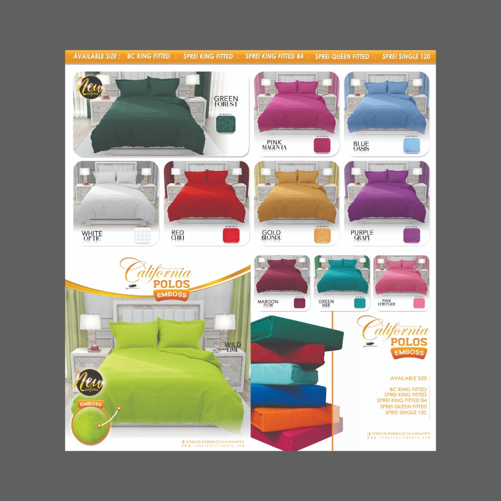 Sprei California Polos Emboss by MyLove Lembut Murah Elegant Single 120