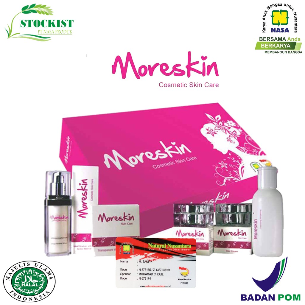 Paket Lengkap Moreskin Cosmetic Skin Care Asli Original Nasa /Stockist Pt Nasa Produk