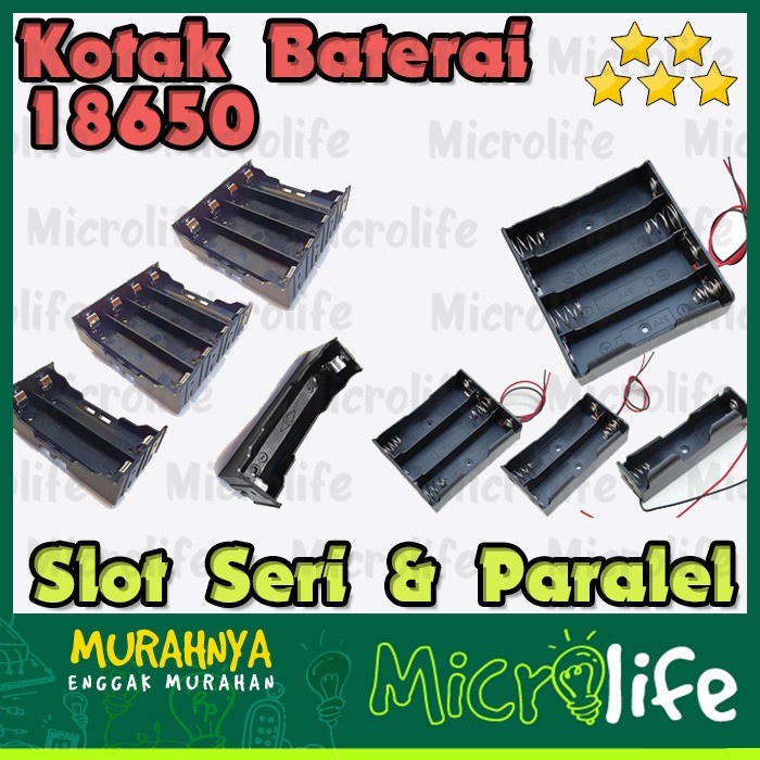 Kotak Baterai 18650 1-4 Slot Seri dan Paralel 1x 2x 3x 4x