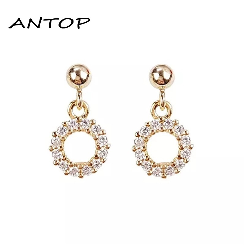 Mini Zircon Hoop Earrings Piercing Cartilage Earring Stud Wanita Perhiasan Fashion Aksesoris ANTOP