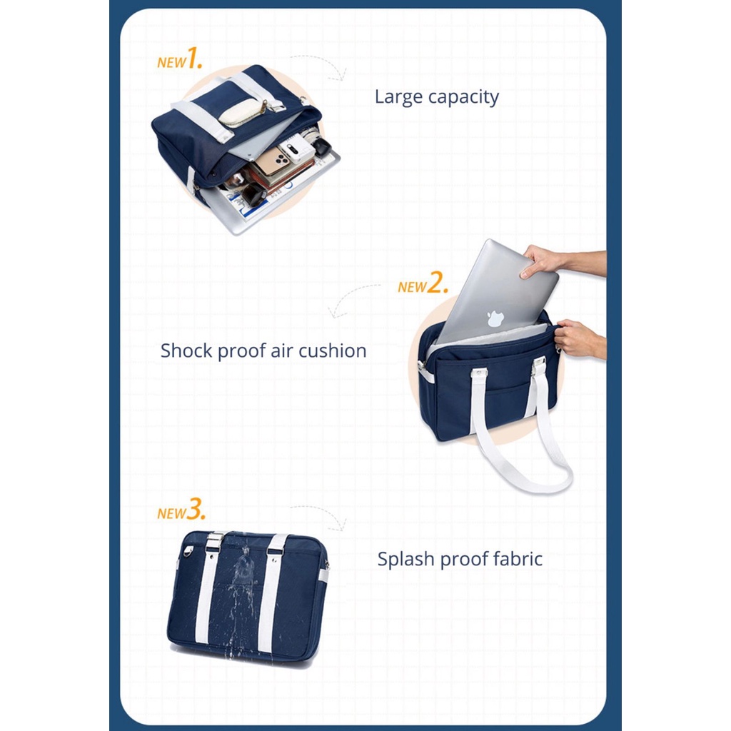 Tas Laptop Jinjing Waterproof Duck Extra Padded Shockproof 13 14 15 16 inch