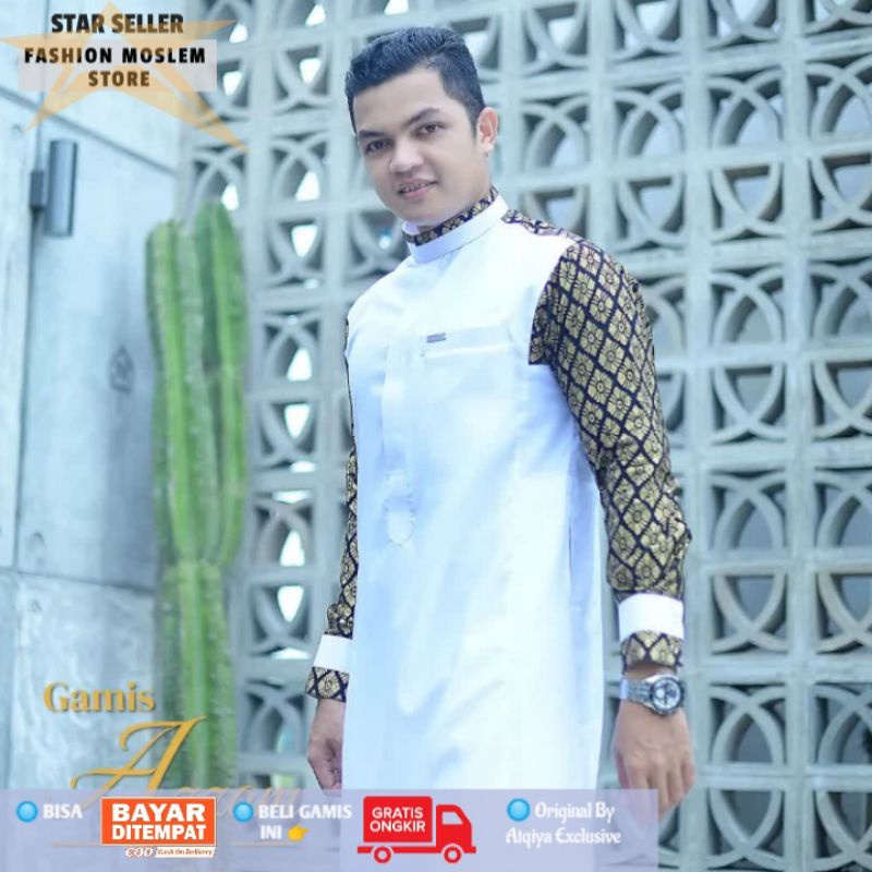 Gamis ATQIYA AZZAM | Gamis Motif Batik Nusantara | Jubah Slimfit | Jubah Trendy Dan Kekinian