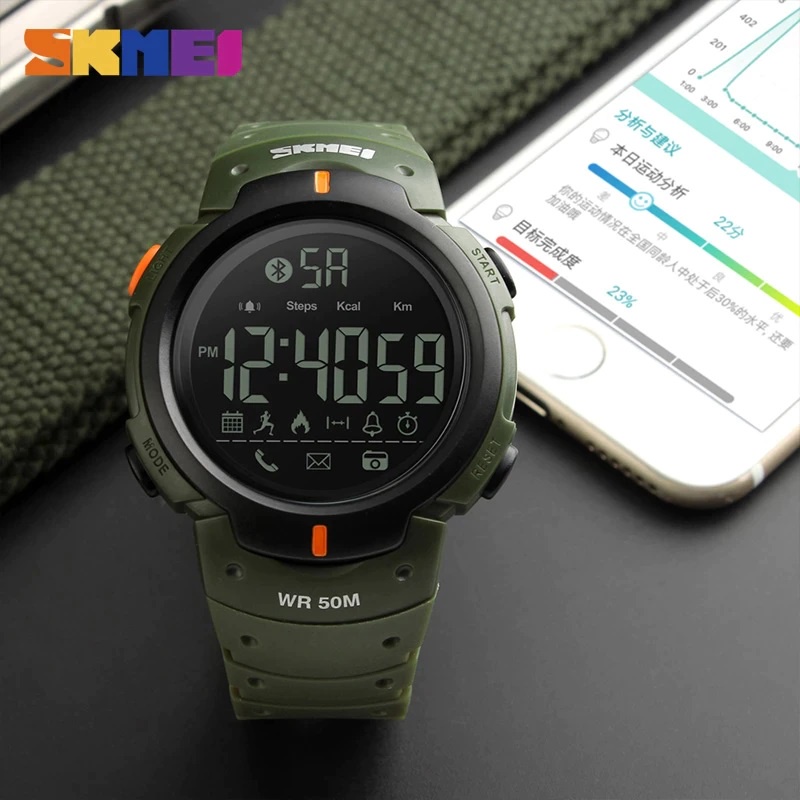 Jam Tangan Pria Digital Bluetooth Smartwatch Anti Air SKMEI Original STR1301