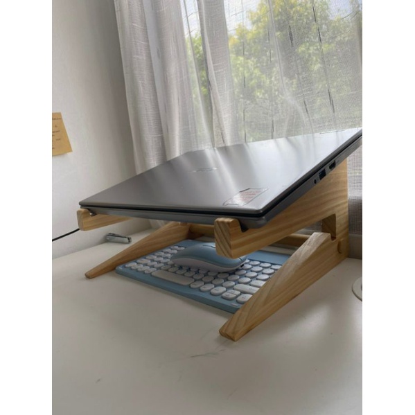 Tatakan Kayu Penyangga Laptop Stand Netbook Portabel Hp Ipad Tablet Jati