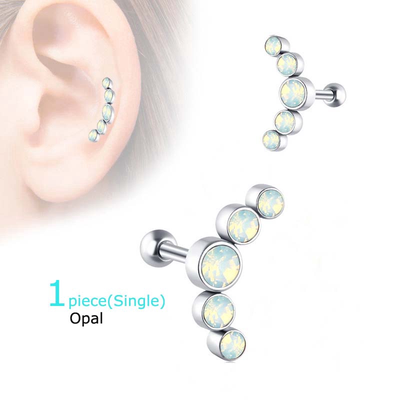 1piece Crystal Gem Earring Tragus Rings Stainless steel Cartilage Pinna Daith Piercing 16G