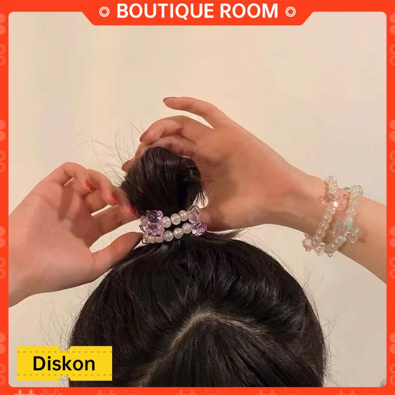 Ready✨Ready✨Tali Rambut Beruang Kecil yang Lucu Cincin Rambut Kristal Gelang Serbaguna Hiasan RambutBERBER