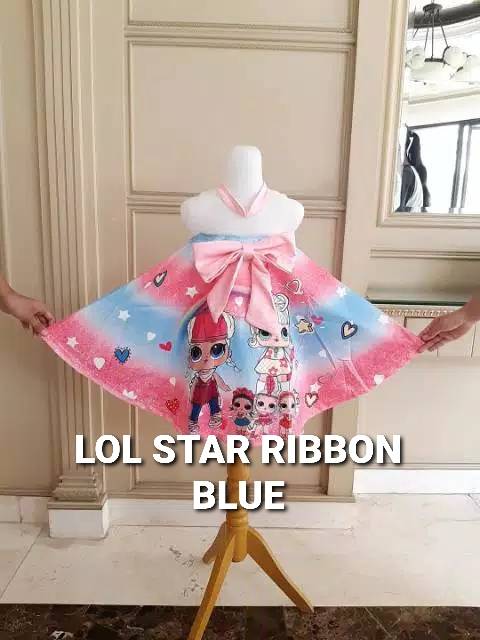 81092 LOL RIBBON MUSIC RED BLUE PINK / GAUN PESTA ANAK PEREMPUAN / DRESS LOL IMPORT KOREA MURAH LUCU