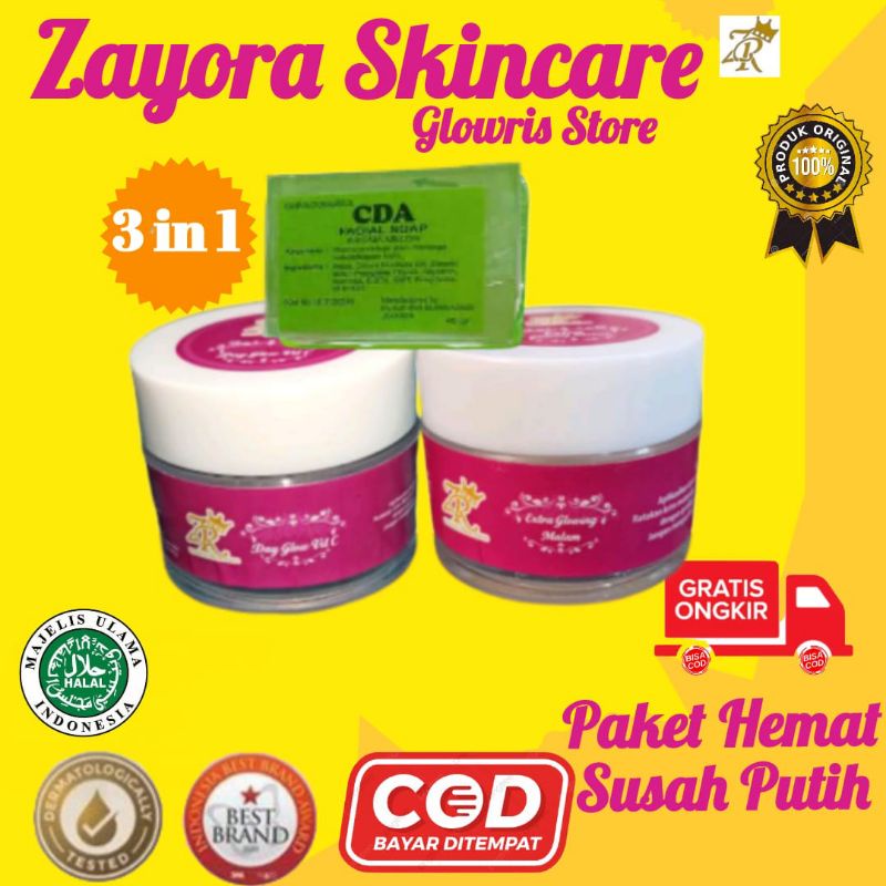 Paket Hemat Extra Glow Zayora Skincare untuk Wajah Susah Putih