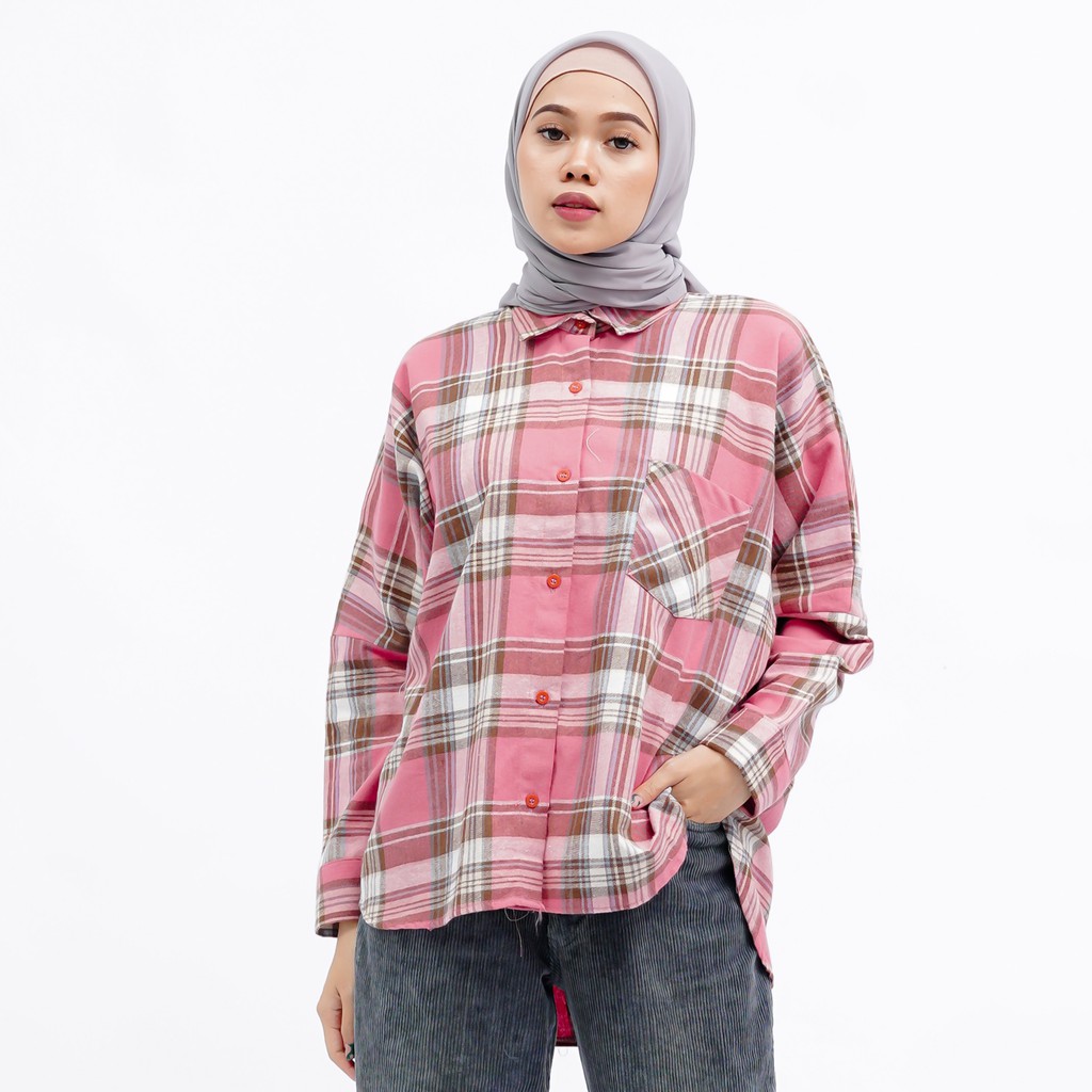 KEMEJA BOYFRIEND KOREA OVERSIZE OMBRE FLANEL PREMIUM SHIRT B341-Motif 4