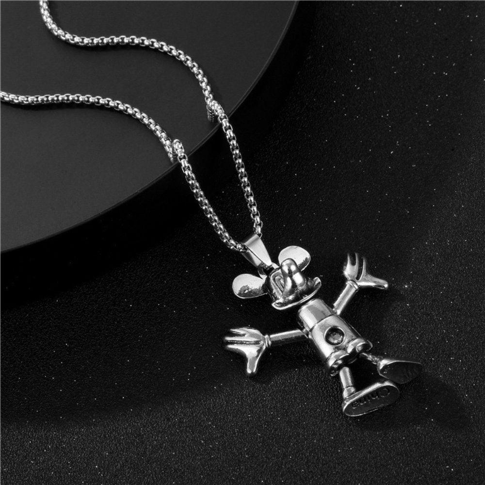 Needway Liontin Kalung Fashion Retro Bergerak Mickey Mouse Hip Hop Klavikula Rantai