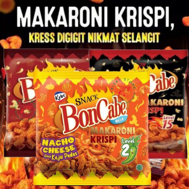 

Makaroni Krispi Boncabe 1 PCS 30Gr Nacho Chese Lv 2