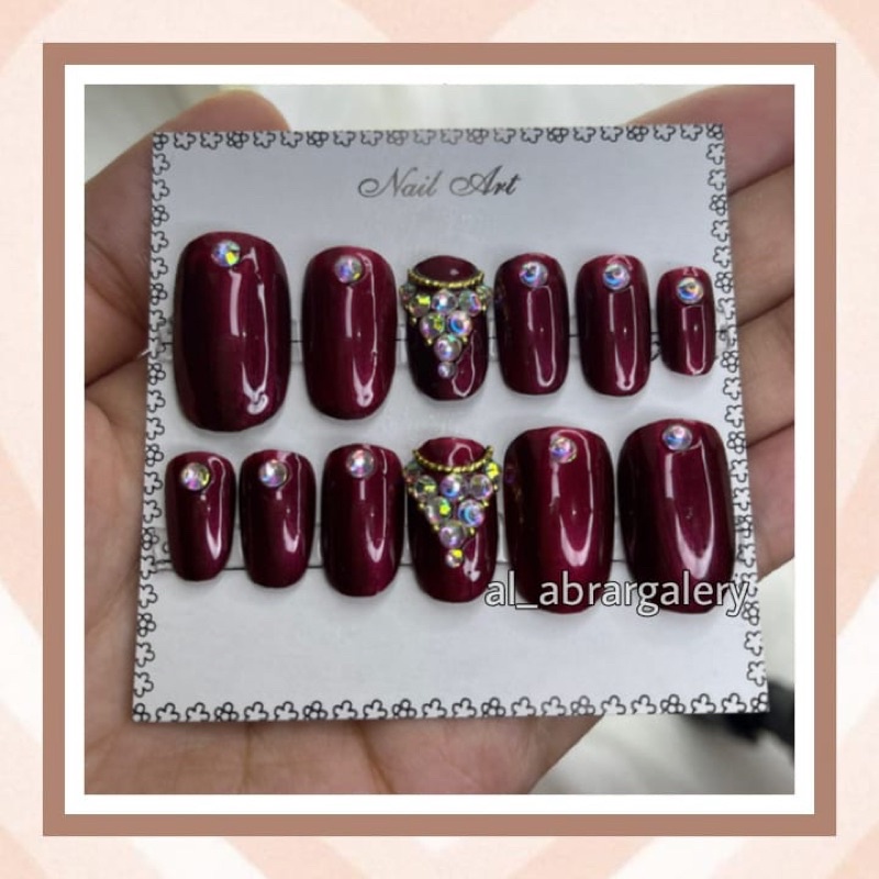 Kuku Palsu wedding Maroon | nail art | kuku palsu wedding