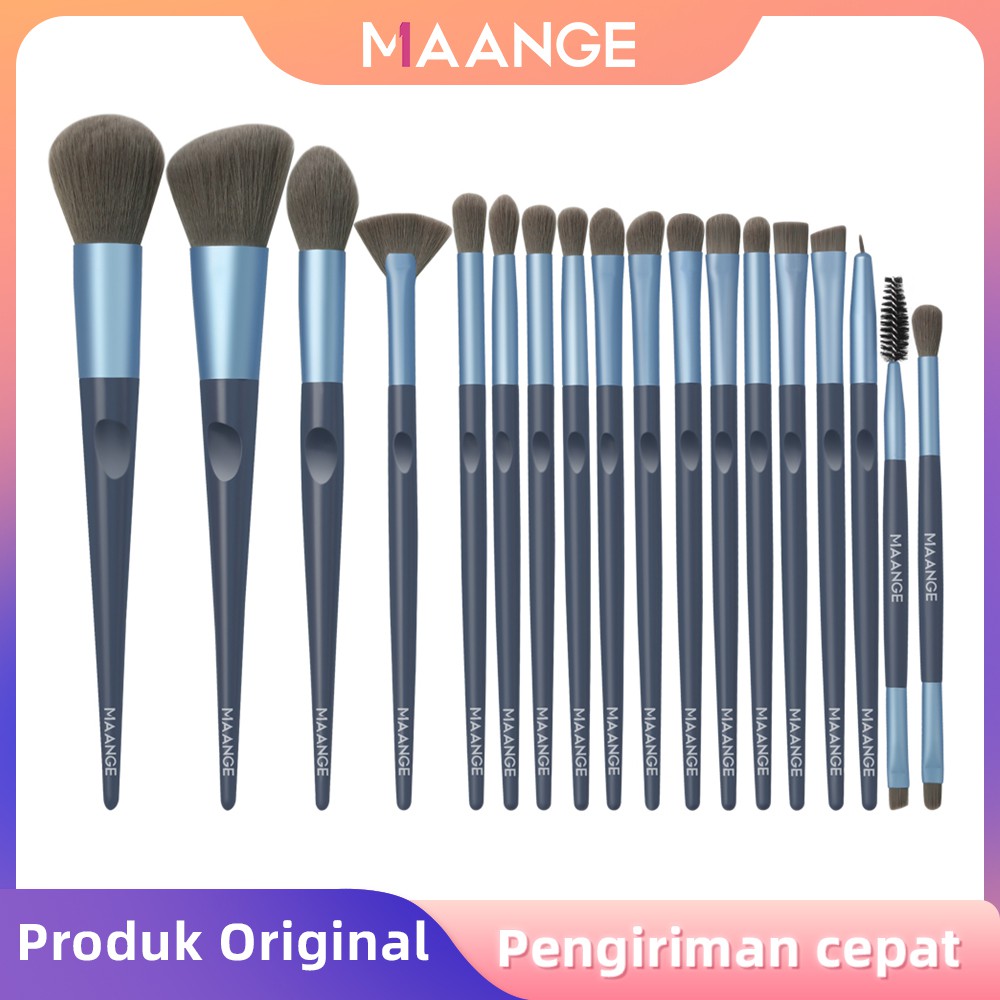 MAANGE 18 Pcs Pro Nylon Makeup Brushes Kit Kuas Perona Mata Bedak Perona Mata 5991