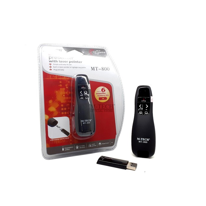 M-Tech MT-800 wireless pointer presentasi RED laser presenter - MT-800