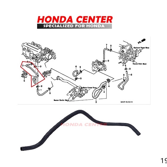Selang slang hose air eacv outlet civic genio estilo 1992 1993 1994 1995 19507-P08
