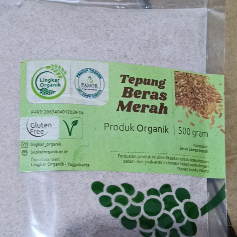 Tepung Beras Merah Lingkar Organik Kemasan 500 gram