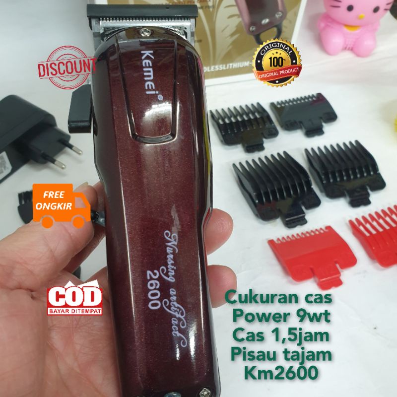 Alat Mesin Cukur Rambut Km2600 Hair Cliper Murah Cas