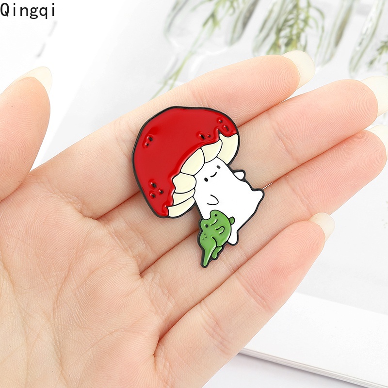 Bros Pin Enamel Desain Kartun Kucing Jamur Katak Untuk Pakaian