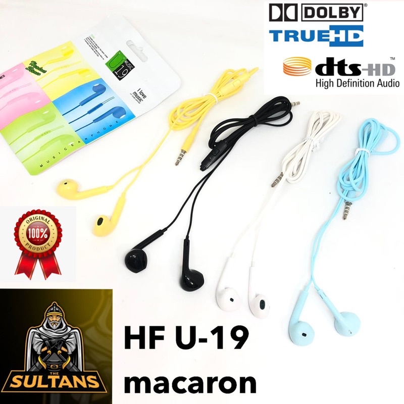 HF U-19 MACARON 100% INDONESIA HANDSFREE SUPER BASS