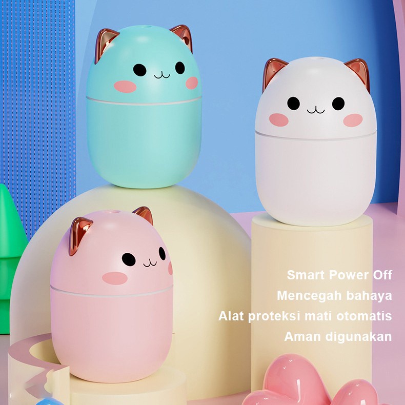 100% ORI Cute Kucing Humidifier 250ML Essential Oil Diffuser Aroma Terapi Pengharum Ruangan