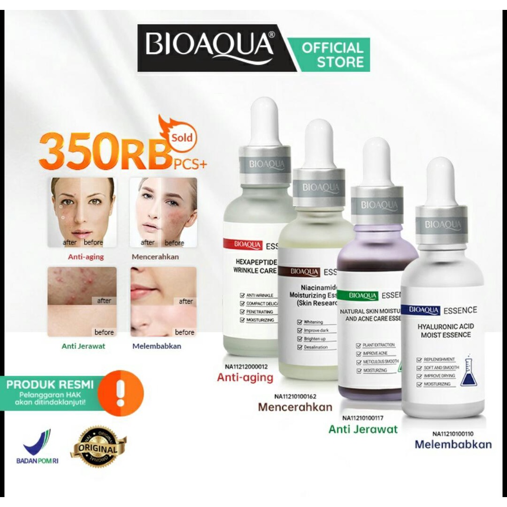 [BPOM] BIOAQUA Serum Moisturizing Essence 30ml  Hyaluronic Acid / Niacinamide / Acne Care / Anti-Wrinkle Serum