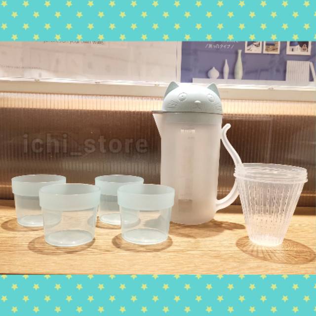 Teko Plastik Miniso + Gelas plastik 1 set | Gelas Miniso | Gelas Minum | Teko