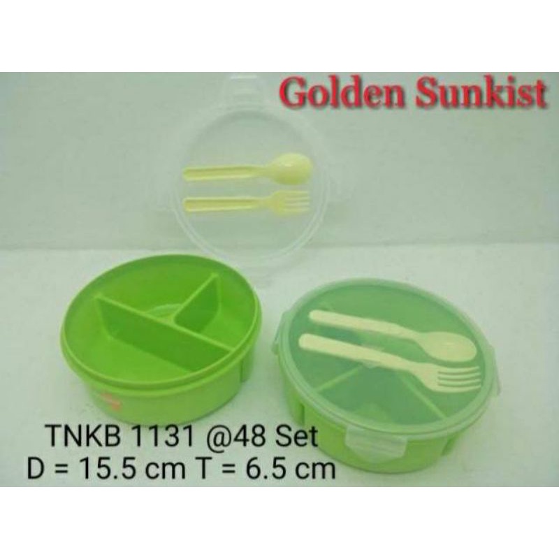 Tepak anti tumpah Golden Sunkist+sendok garpu