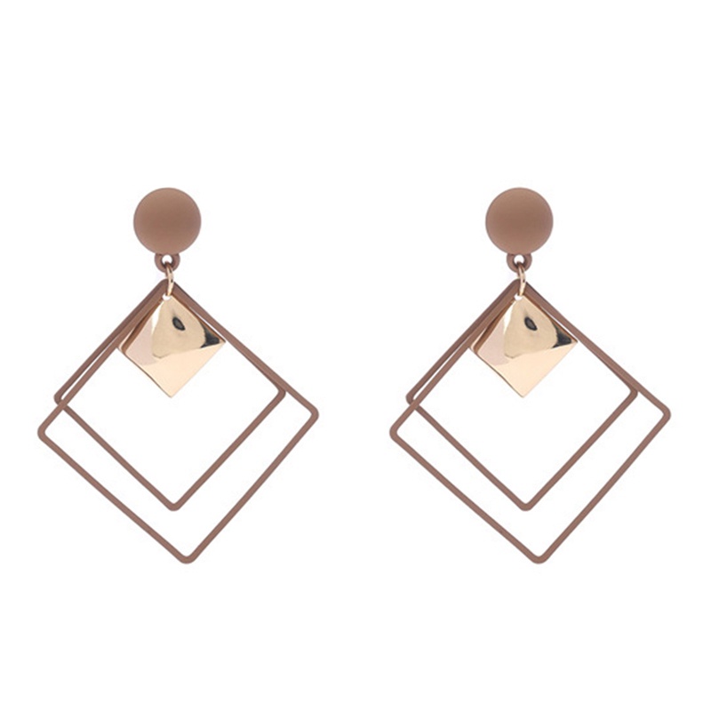 Anting Panjang Bentuk Persegi Geometris Matte Gaya Eropa Amerika Untuk Wanita