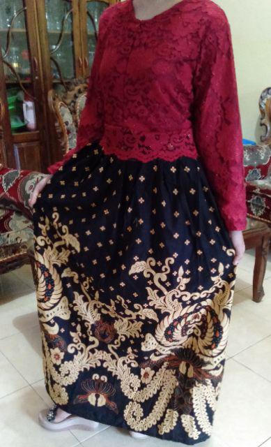Batik Couple Gamis Brokat Busui Kalitan Gurita 2507