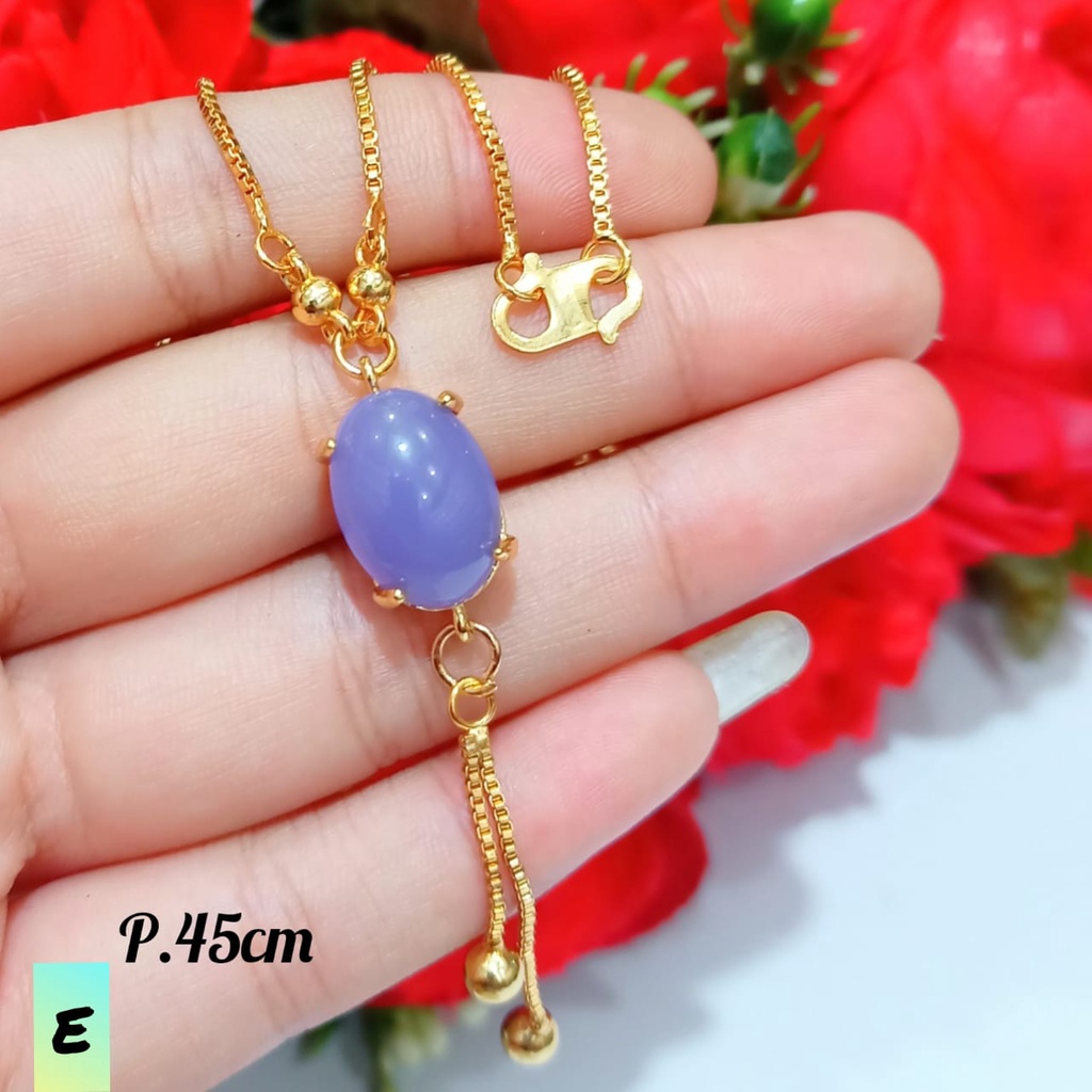 Kalung Dewasa koye Jurai motif batu alam warna lapis emas18k anti karat