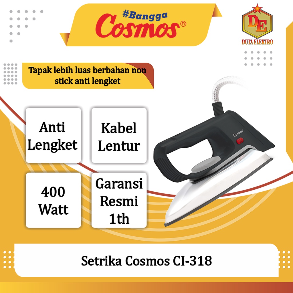 Setrika Cosmos CI 318 Non Stick Soleplate