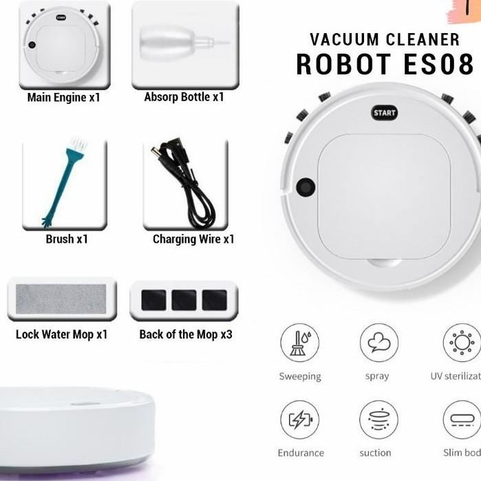Jallen Gabor Robot Vacum Cleaner Dan Pel Vacuum Sapu Otomatis - Putih