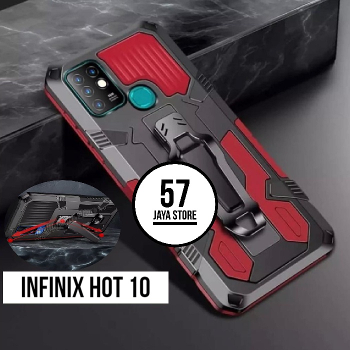 case robot infinix hot 10 hard case model terbaru klip silicon standing case armor