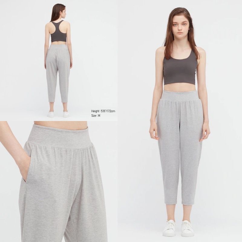 [PRELOVED] UNIQLO CELANA CROP AIRISM PANTS women woman sport ankle gray murah promo diskon senam hij