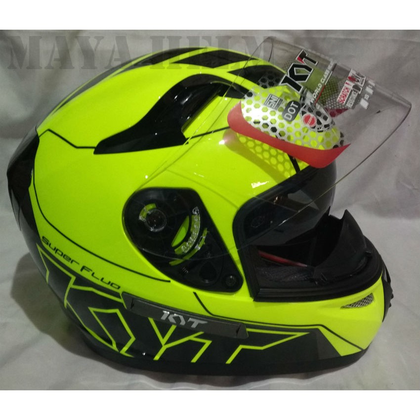 Helm Kyt K2 Rider Super Fluo Corak 1 Yellow Fluo Black
