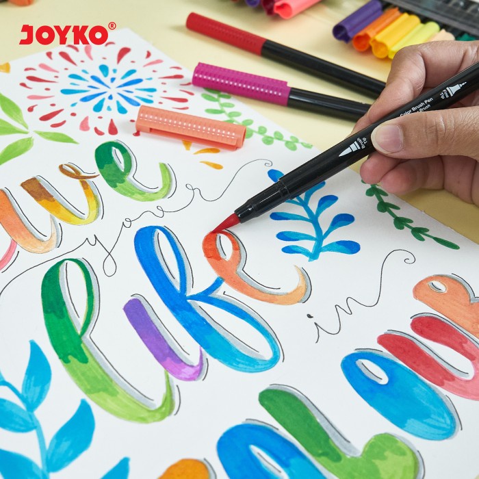 

kaligrafi-perlengkapan- color brush pen pena kuas warna joyko clp-13 - clp-13 12warna -perlengkapan-