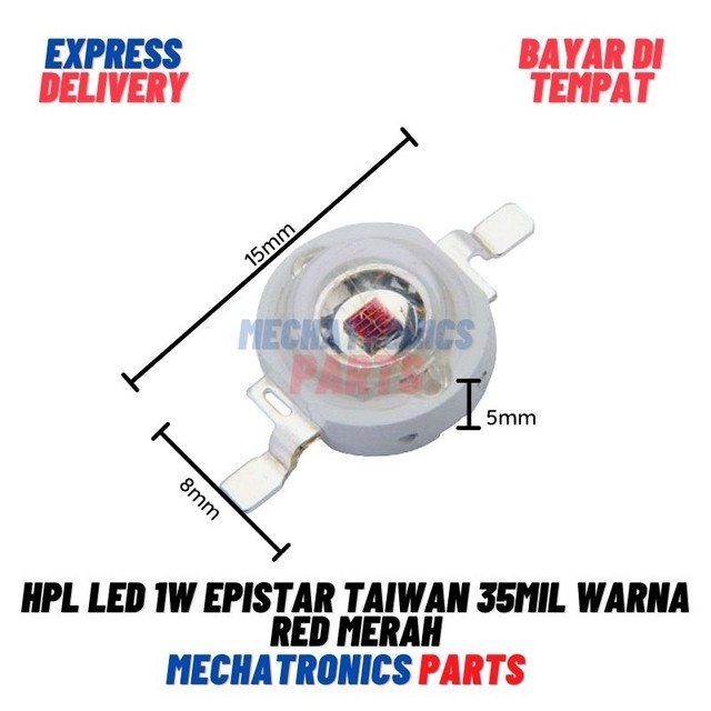 [5681] HPL LED 1W EPISTAR Taiwan 35mil Warna Red Merah