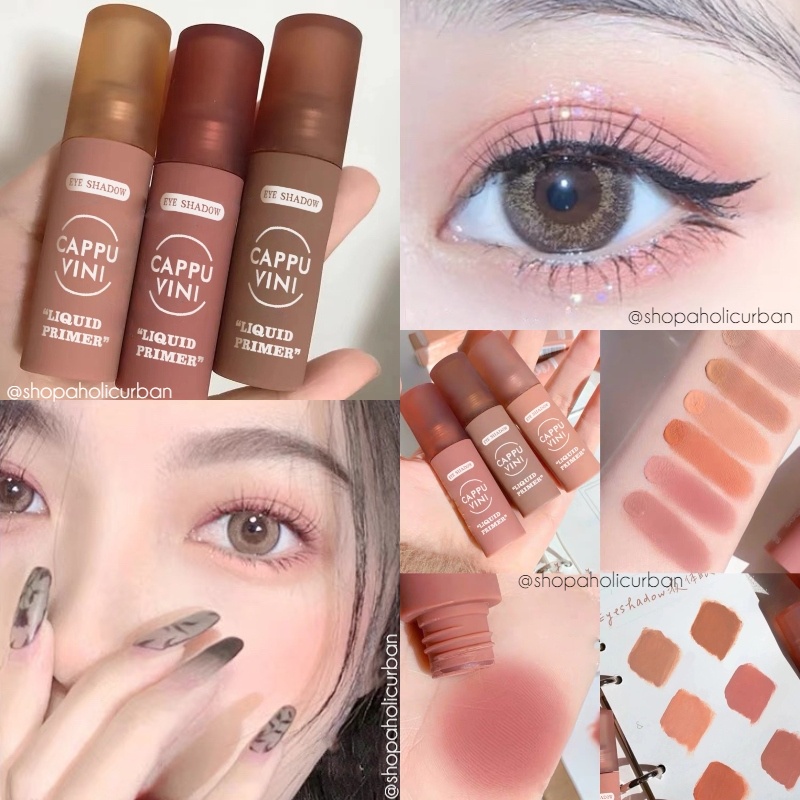 Cappuvini Korean Matte Liquid Eyeshadow Liquid Primer Matte Eyeshadow Matte Colour 6 Warna Nude Colo