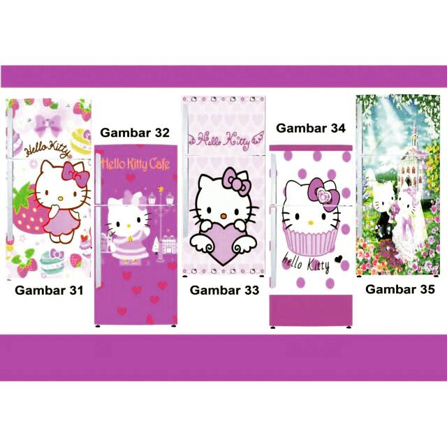 Sticker kulkas motif hello kitty 2 pintu