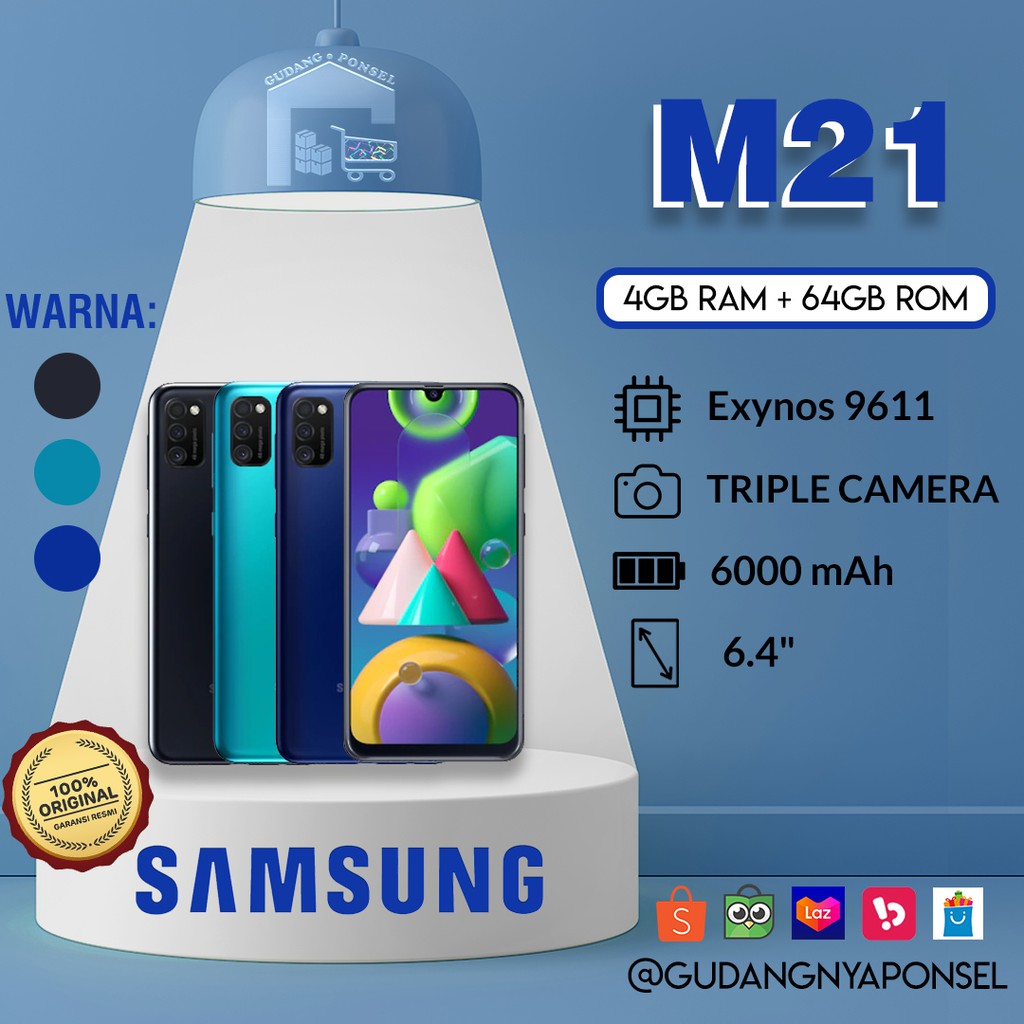 [100% RESMI] SAMSUNG GALAXY M21 — 4GB/64GB
